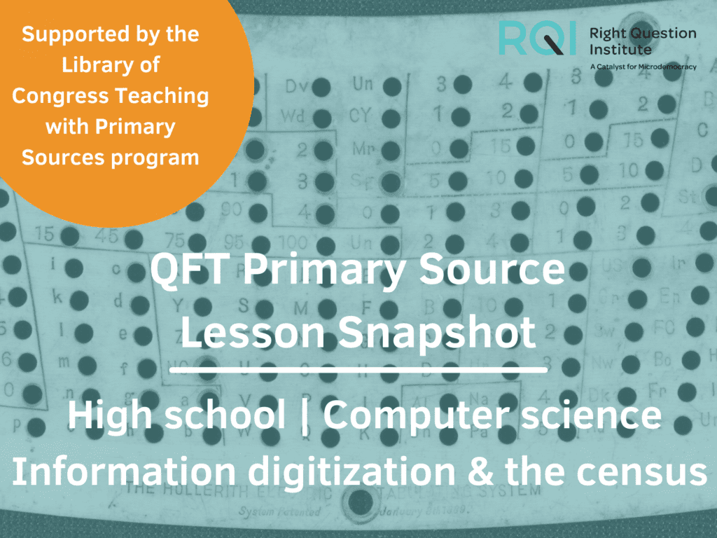 Lesson Snapshot QFT & Primary Sources in a High School Computer